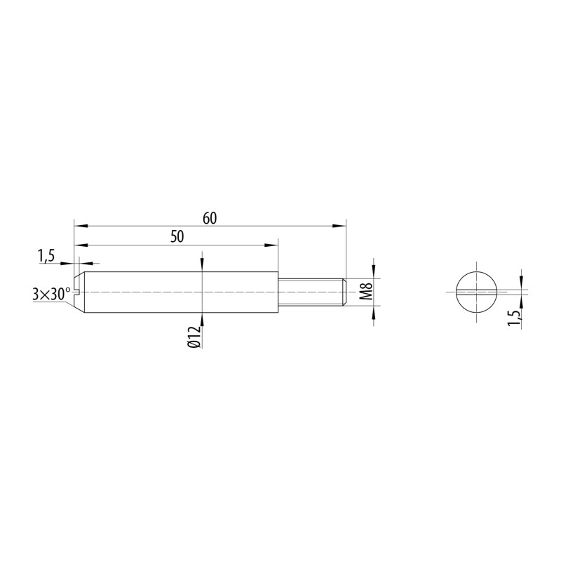 Шток для шпингалета DOORLOCK 1280/M8, общая длинна 80 мм., оцинкованный