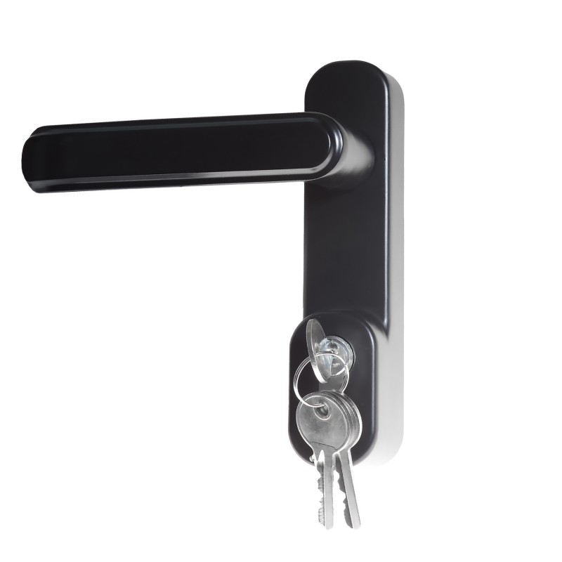 Внешняя нажимная ручка Doorlock V PD700/H2 серия Variant, черная, с цилиндром. Для противопожарных дверей. Толщина двери до 105мм.