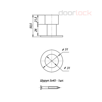 Дверной упор напольный APECS DS-0009-INOX