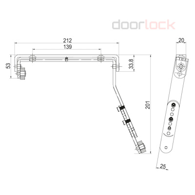 Координатор закрывания DOORLOCK SR-3, серебристый для 2-х створчатой двери