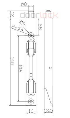 Шпингалет врезной VANTAGE LX140CP, полированный хром