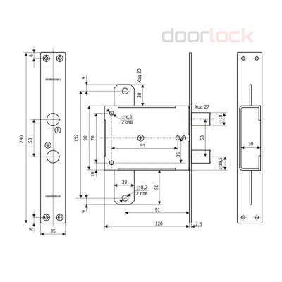 Девиатор дверной ГАРДИАН 100Т, никелированный