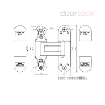 Петля скрытая CEMOM ESTETIC 60/A 3D