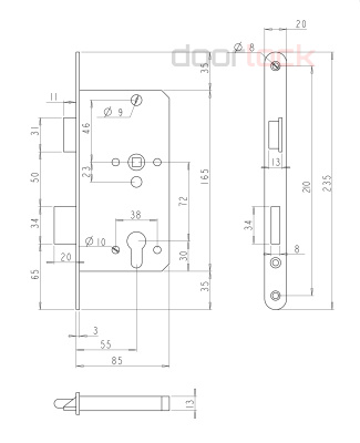 Корпус замка DL401/55